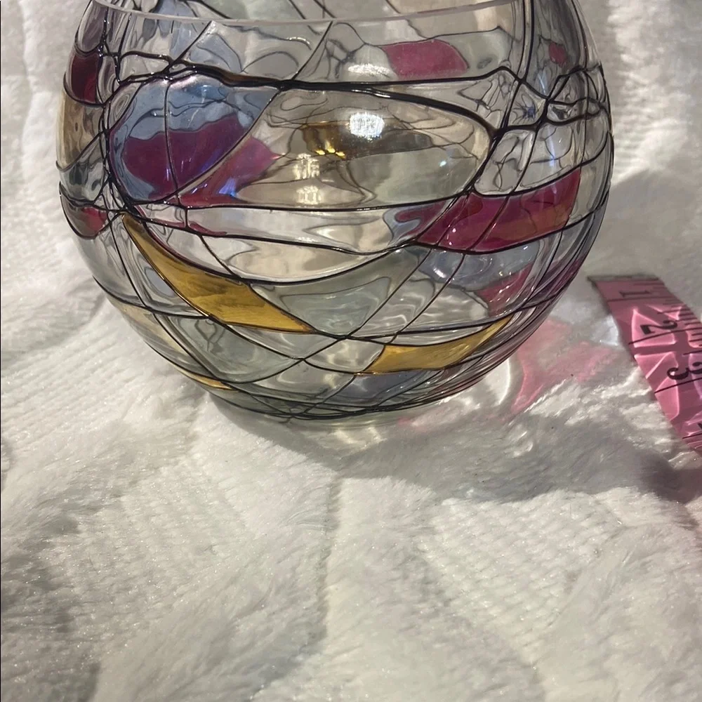 PartyLite Stained Glass Candle Holder - Red, Gold, Black - Picture 3 of 12
